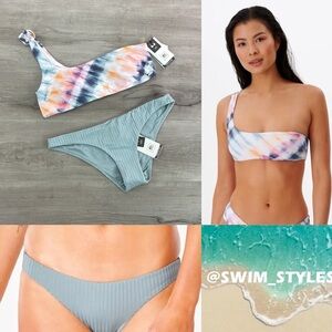 ☀️RIP CURL☀️ SURF TRIP ONE SHOULDER CROP PREMIUM SURF CHEEKY PANT BIKINI SET